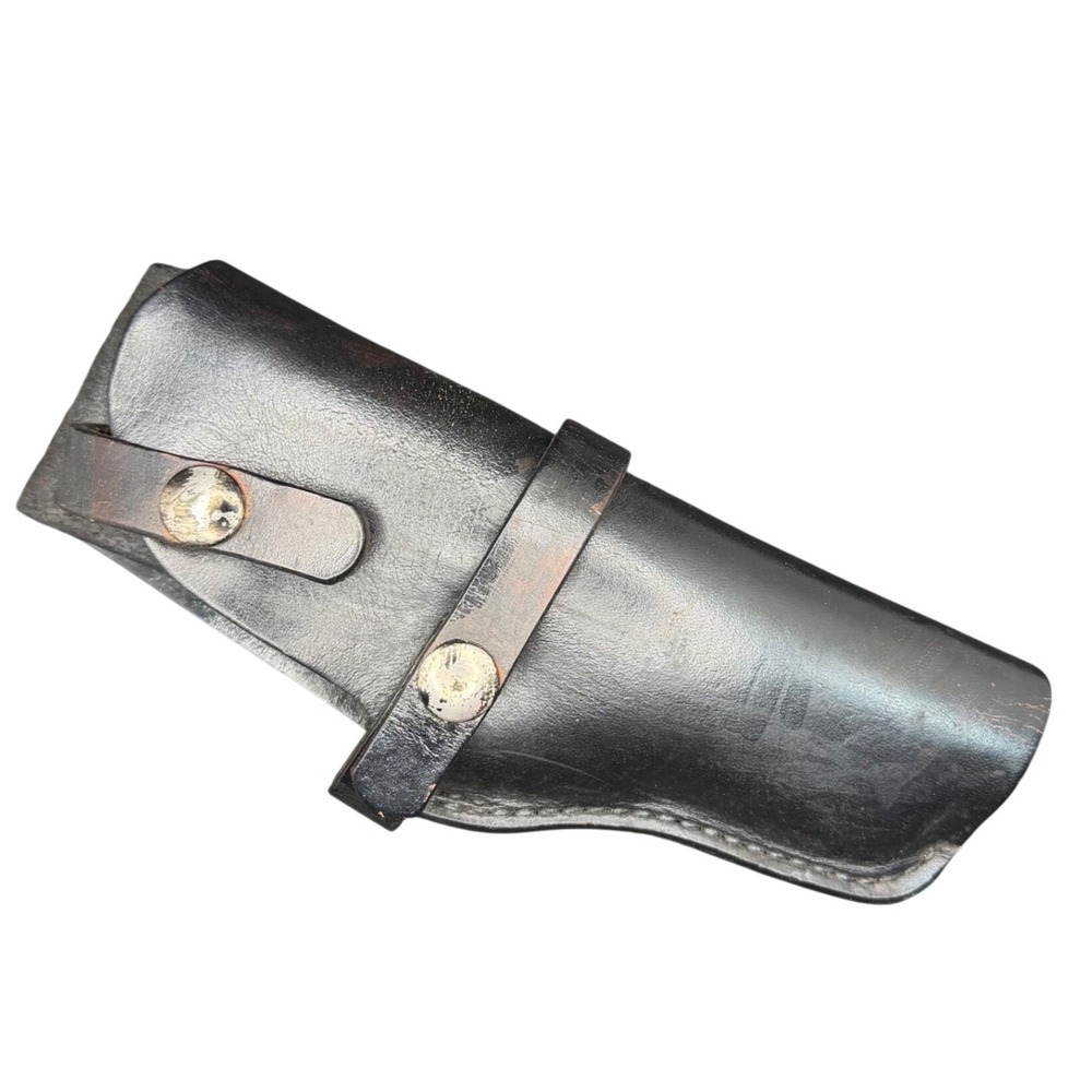 Bucheimer PFA-28 Vintage Black Leather Duty Holster with Snap Closure Right Hand